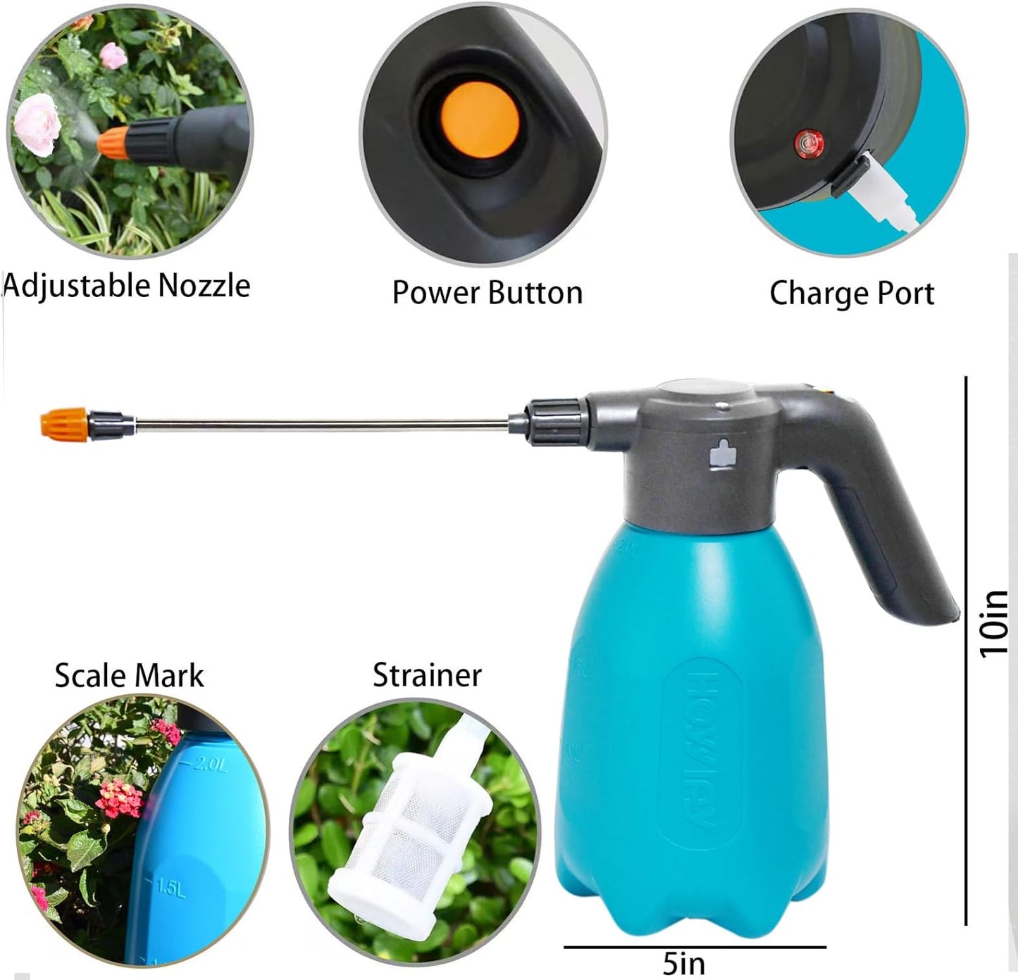 ES2-PRO Electric Spray Bottle 2L/0.5Gallon Plant Mister,Spray About 30 Gallons On a Single