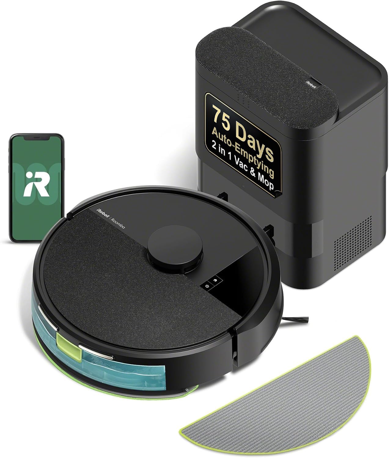iRobot Roomba 104 2in1 Vacuum & Mop Robot - Self-Empties for 75 Days, Intense Power-Lifting