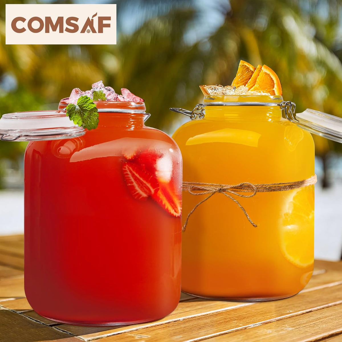 ComSaf 1 Gallon Glass Jar with Lid, Flour Sugar Storage Containers 128oz, Cereal containers