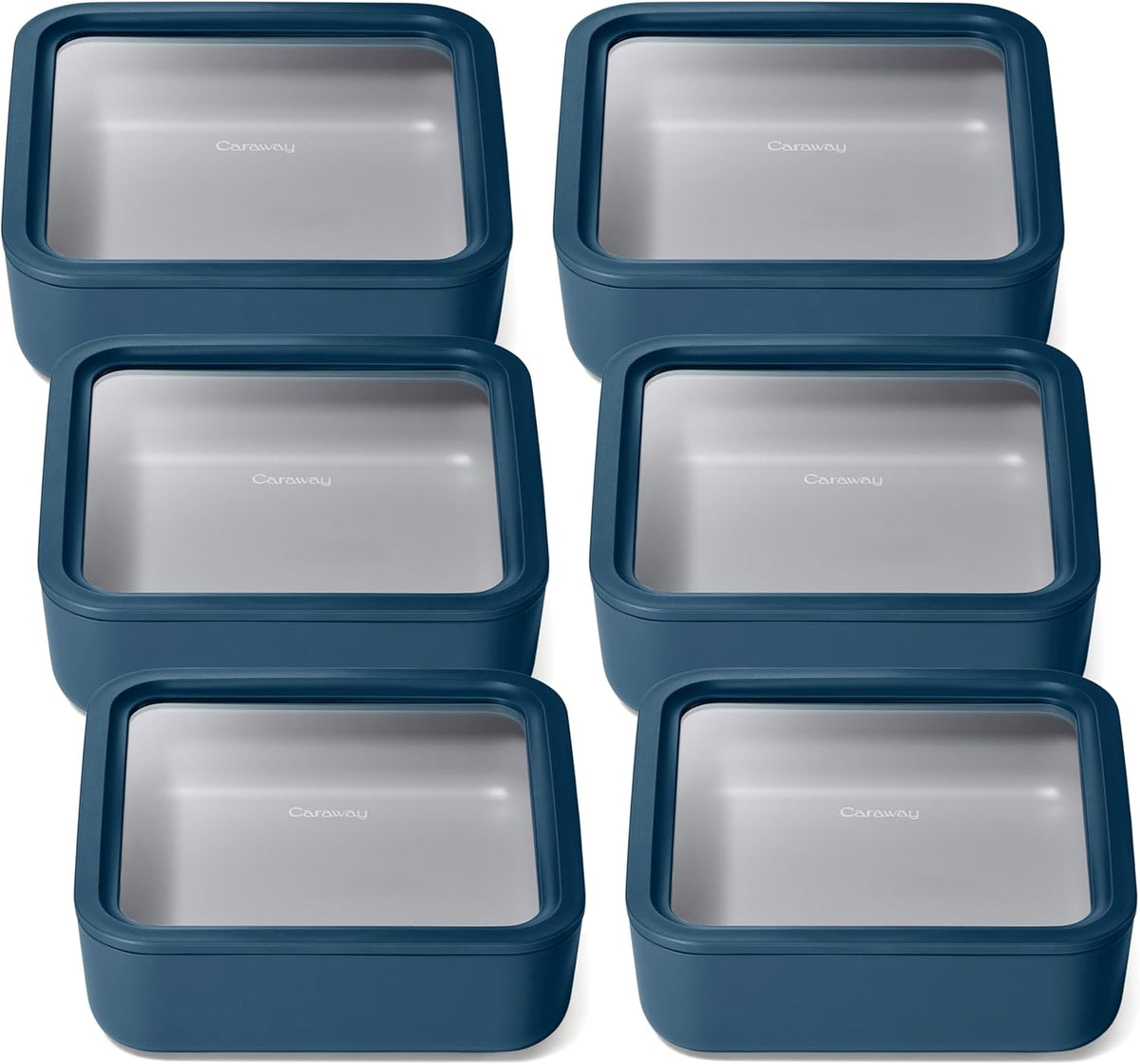 Caraway 6pc Glass Food Storage Set – 10 Cup Food Containers (6) - Ceramic Coated - Non Toxic, Non