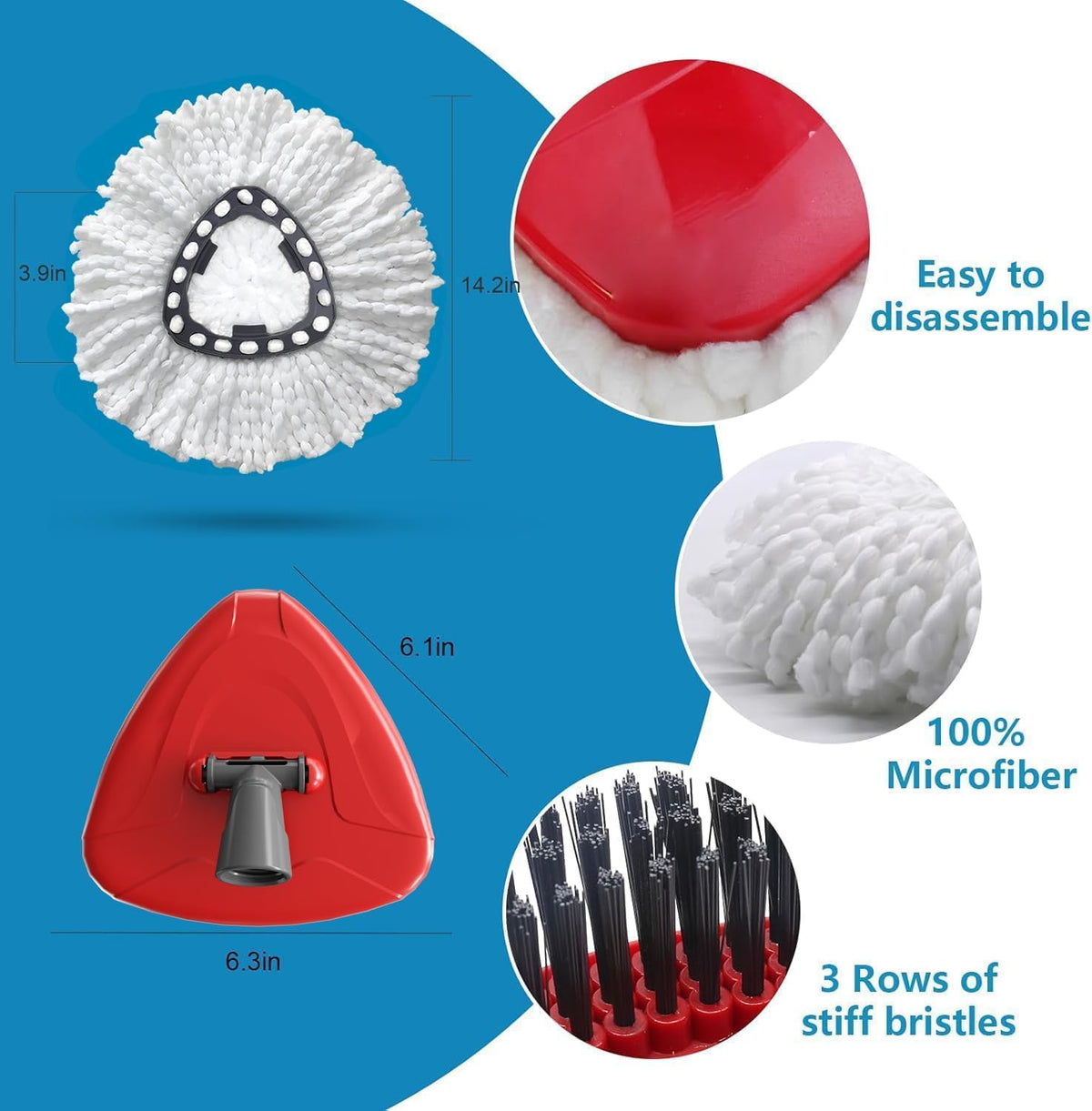 4 Pack Spin Mop Replacement Head Compatible with O Cedar EasyWring 1 Tank Microfiber, 30-58"