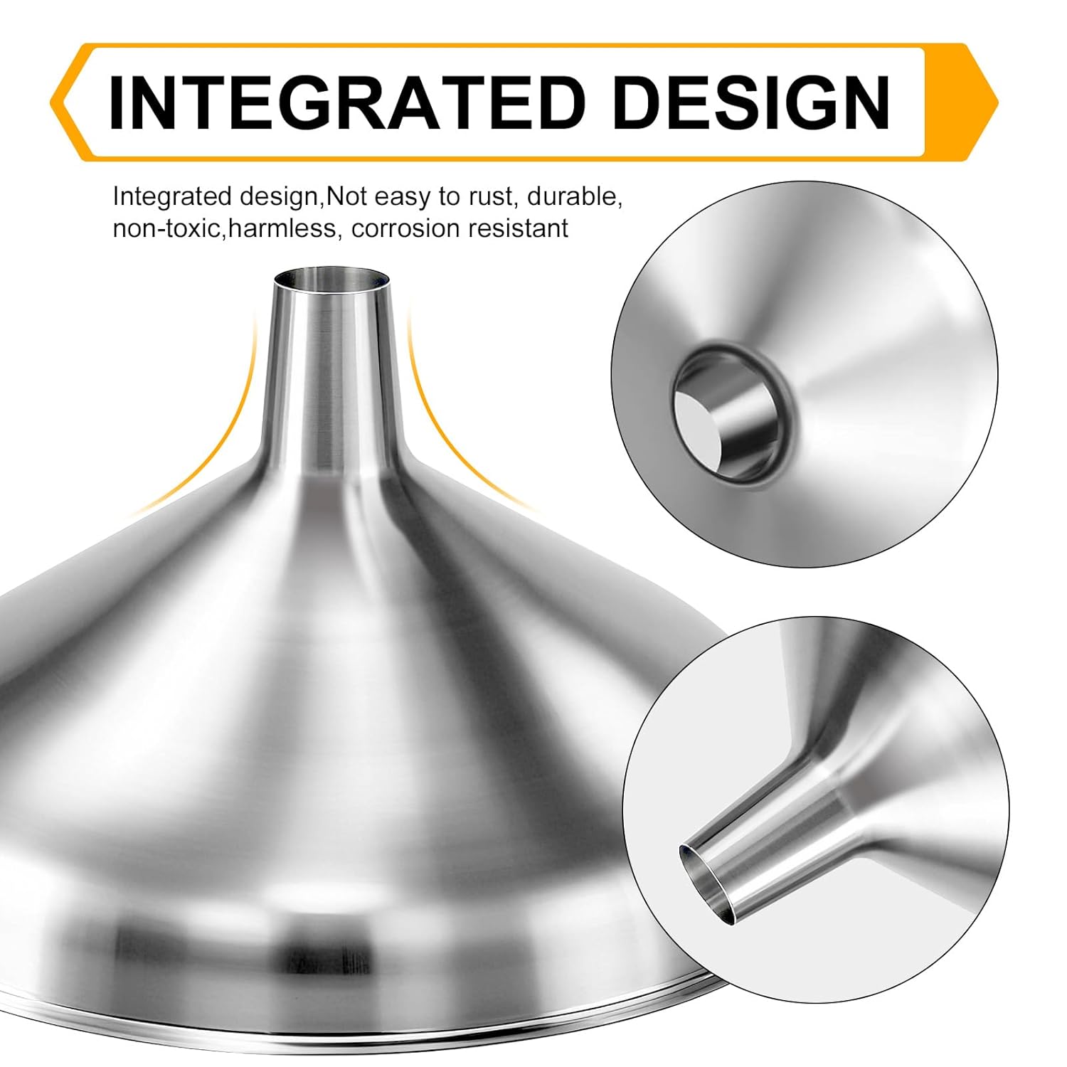 Kitchen Funnel, Stainless Steel funnels for Kitchen use Filling Bottles, one-Piece Funnel is