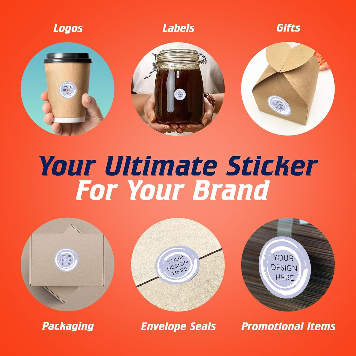 100 Custom Vinyl Stickers - Upload Your own Image, Text, Design, Logo - Personalized Logo Labels