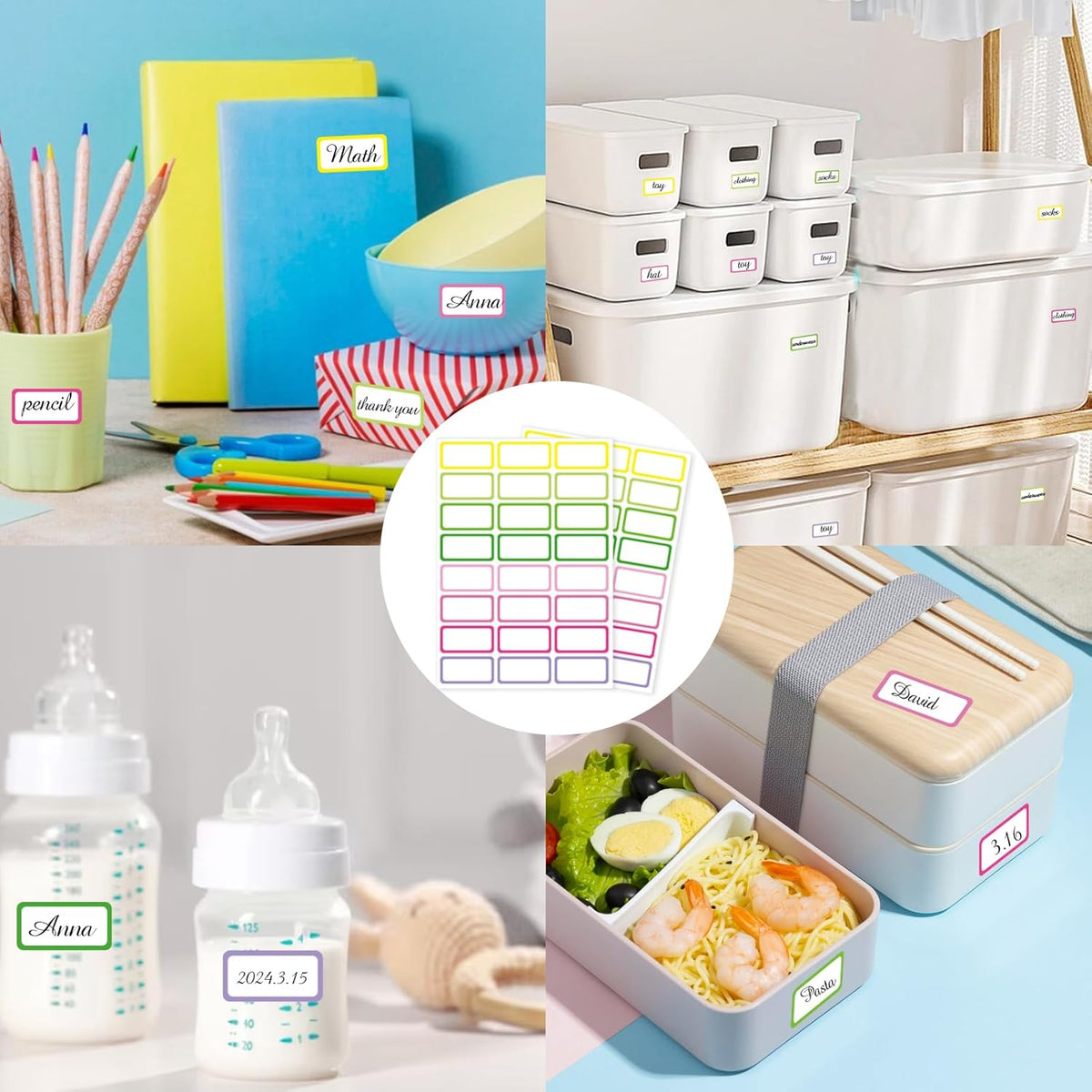 STARLIBOO Removable Freezer Labels,1x2 Inch Color Coding Removable Labels for Food Containers