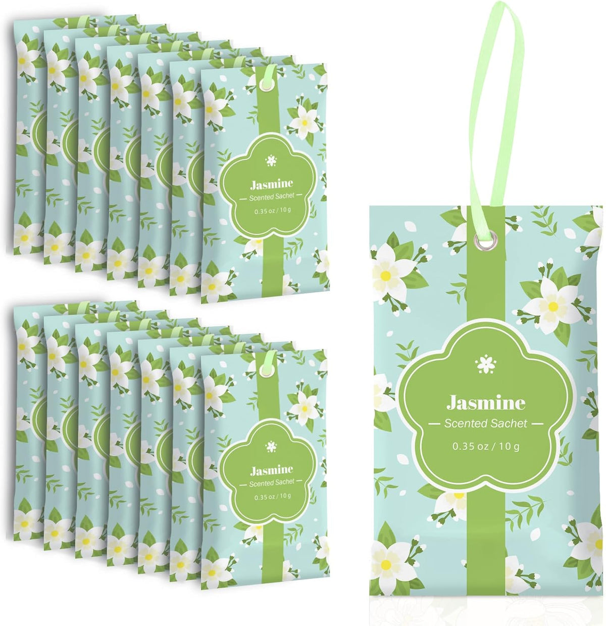 SCENTORINI Scented Sachets for Drawers and Closets, Jasmine Scent 14 Pack, Long-Lasting Sachets