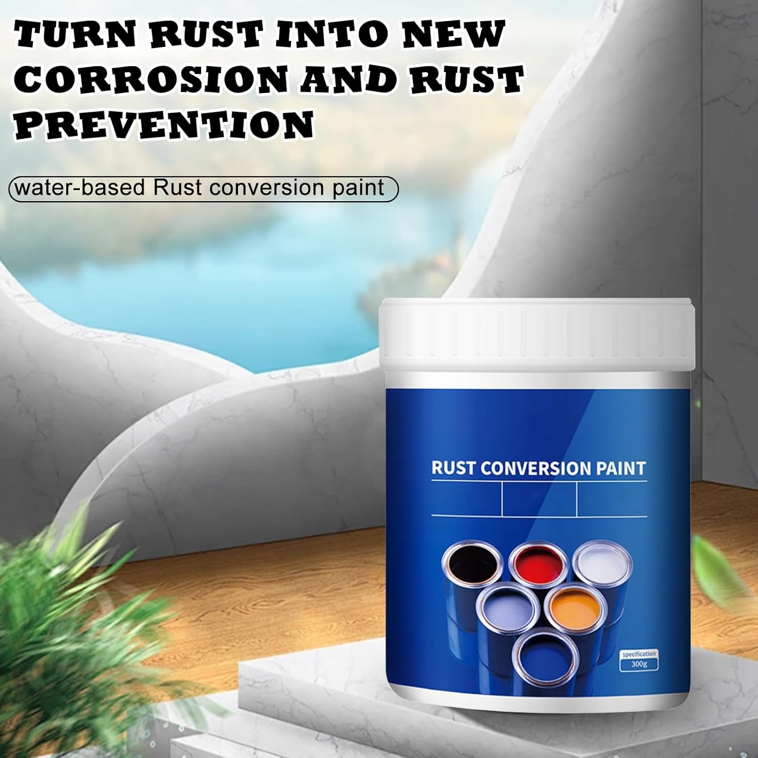 Weatherproof Rust Converter Paint for Metal, Rust Remover for Metal and Primer, Water-Based