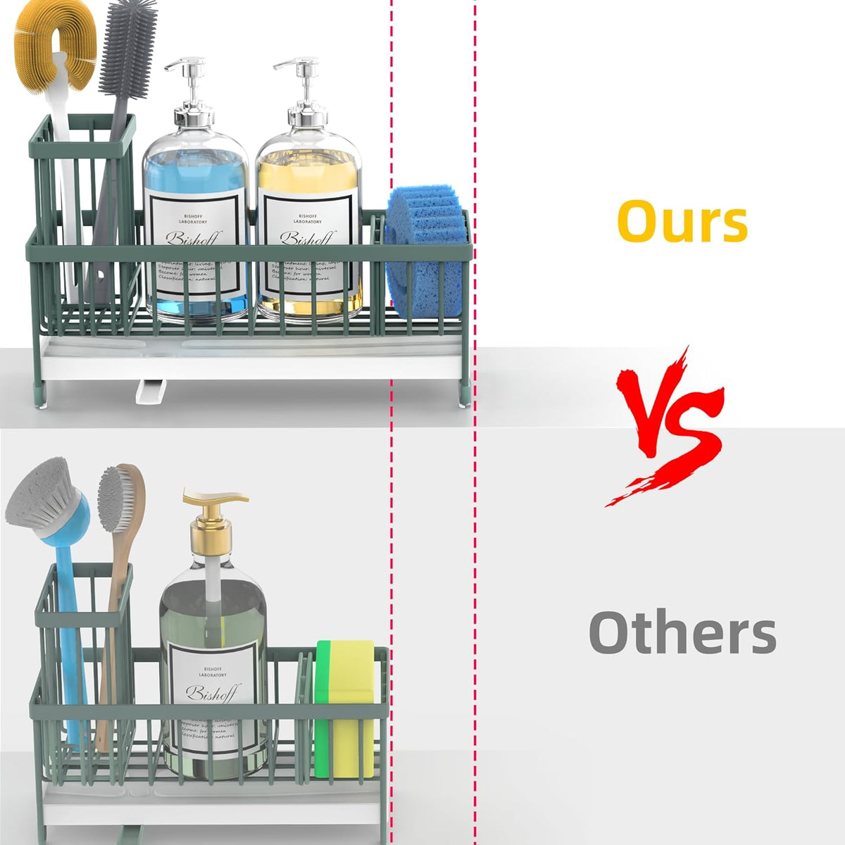 Moforoco Extra Large Sponge Holder for Kitchen Sink Organizer Caddy, Dish Brush Scrubber