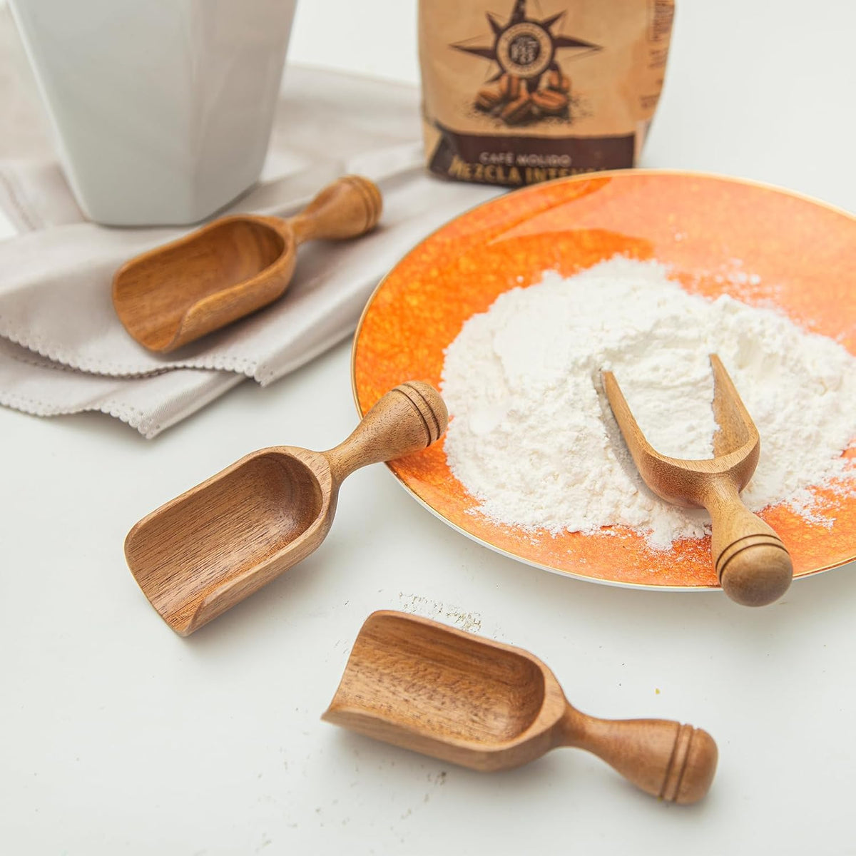Wooden Scoops for Canisters 4PCS Acacia Wooden Scoop for Jars Small Wood Scoops for Canisters