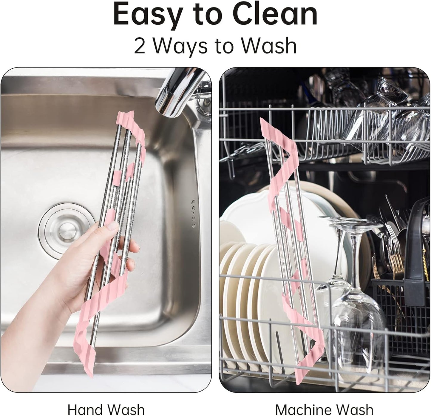 Tomorotec Triangle Foldable Dish Drying Rack, Small Roll-Up Stainless Steel Over Sink Drainer for