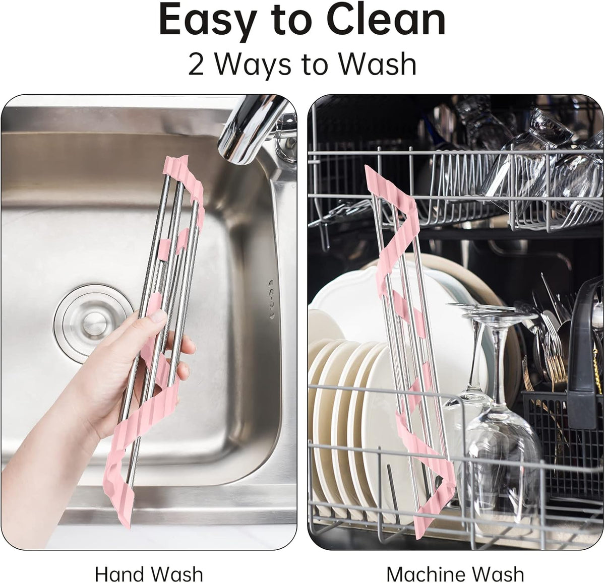 Tomorotec Triangle Foldable Dish Drying Rack, Small Roll-Up Stainless Steel Over Sink Drainer for