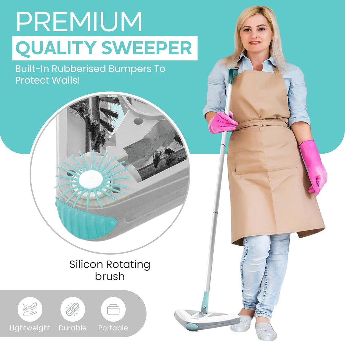 Zippi Sweeper Pro - 2025 New and Improved Lightweight Sweeper, Perfect for Short Carpet Hardwood
