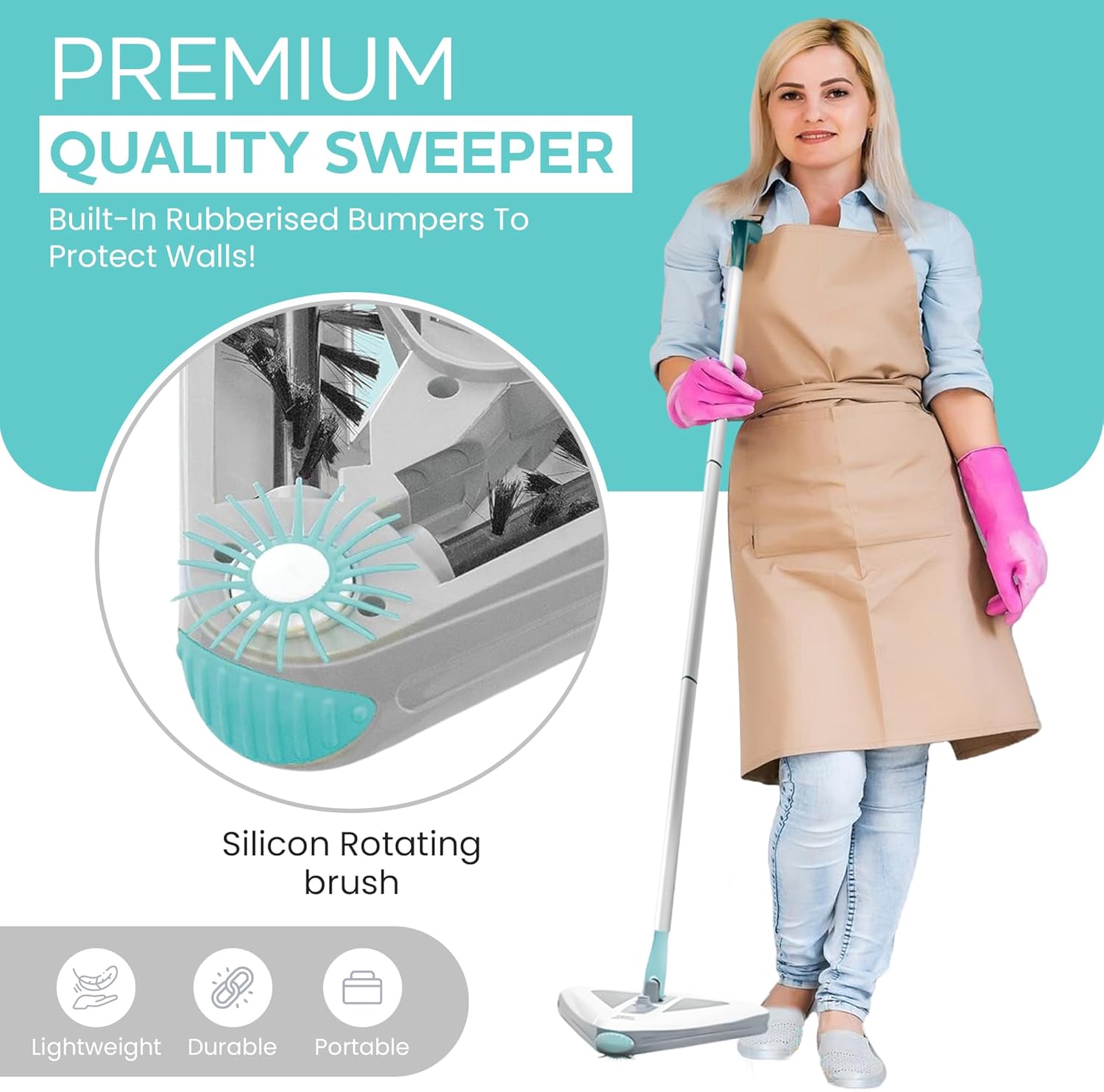 Zippi Sweeper Pro - 2025 New and Improved Lightweight Sweeper, Perfect for Short Carpet Hardwood