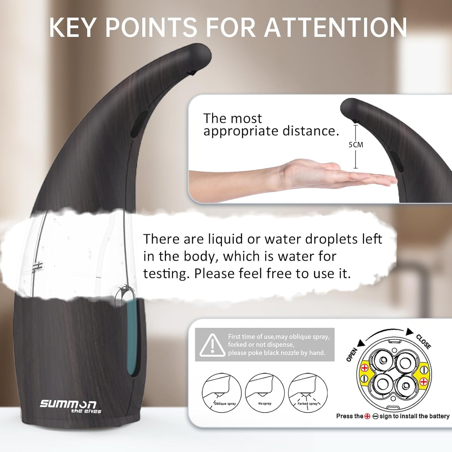 Automatic Soap Dispenser Touchless,400ML Hand & Dish Countertop Electric Liquid Dispenser with