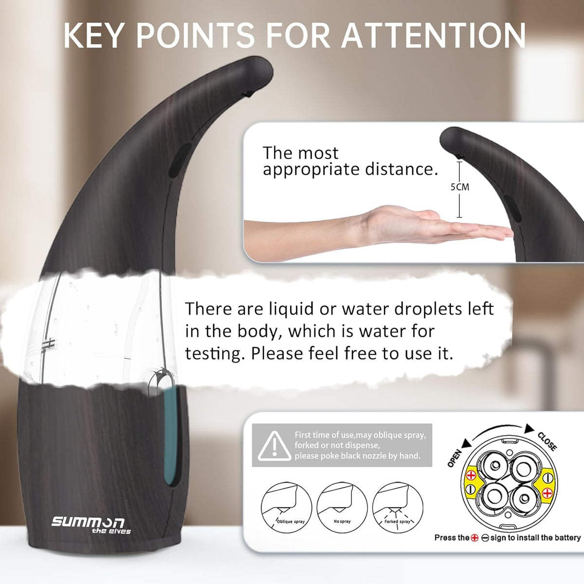 Automatic Soap Dispenser Touchless,400ML Hand & Dish Countertop Electric Liquid Dispenser with