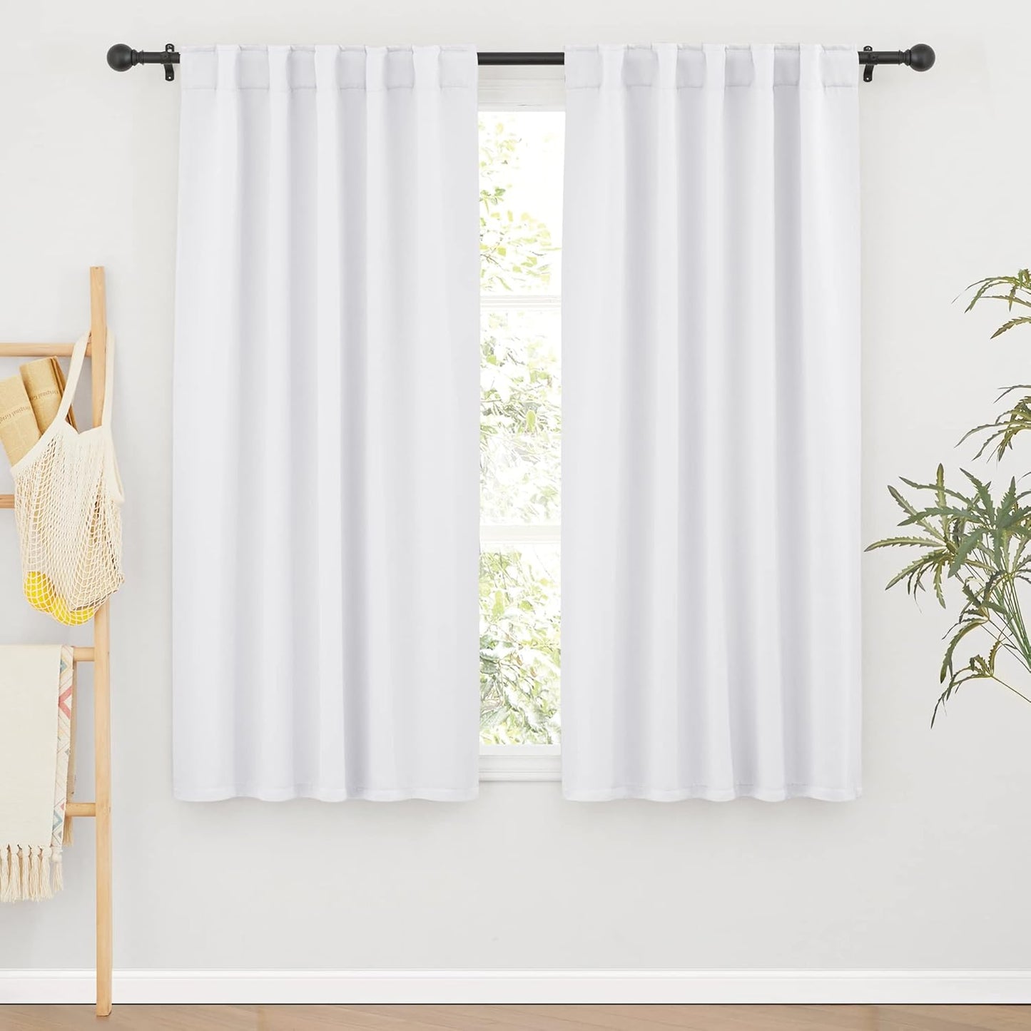 RYB HOME White Short Curtains, Room Darkening Drapes Thermal Insulated Small Window Coverings Full