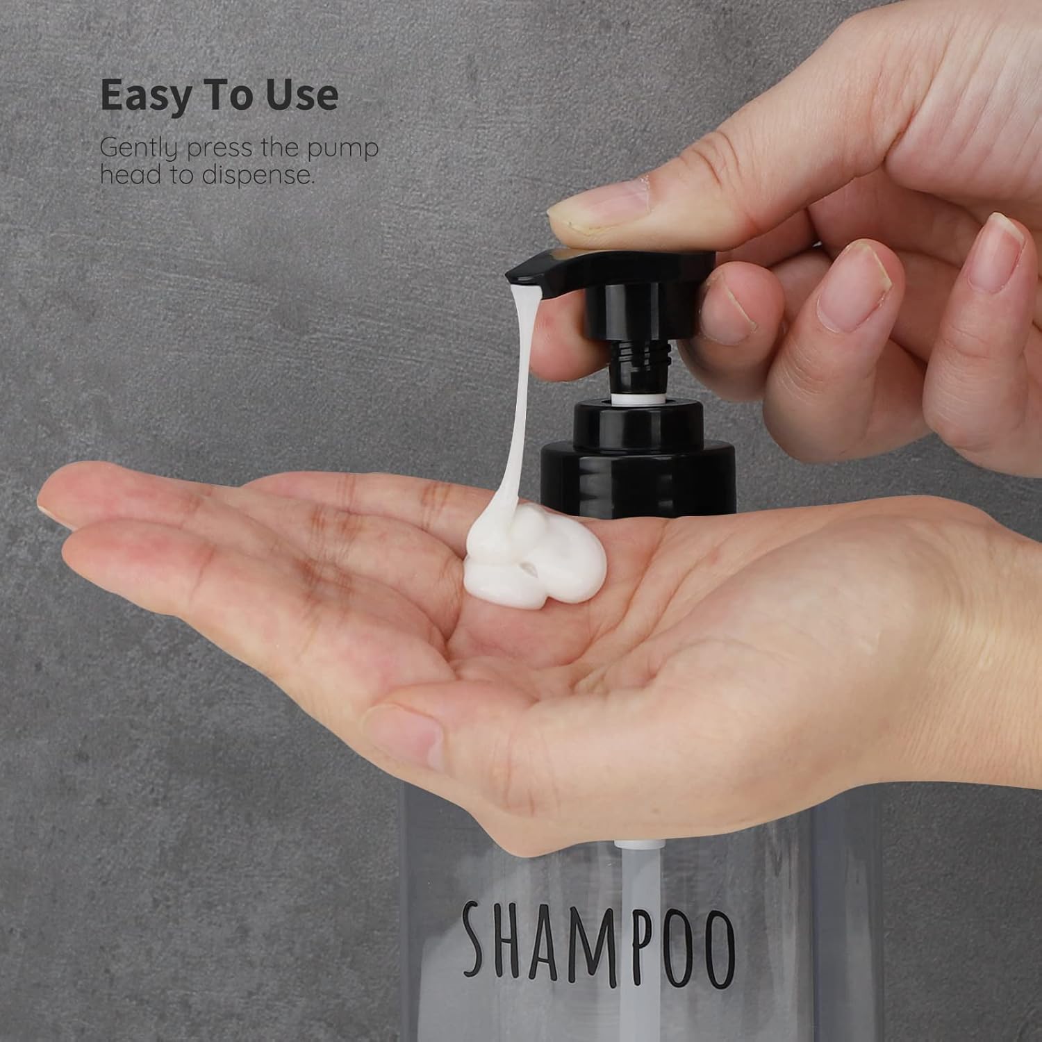Segbeauty Clear Square Shampoo Bottles, 3pcs 16.9oz Refillable Plastic Lotion Dispenser with Pump