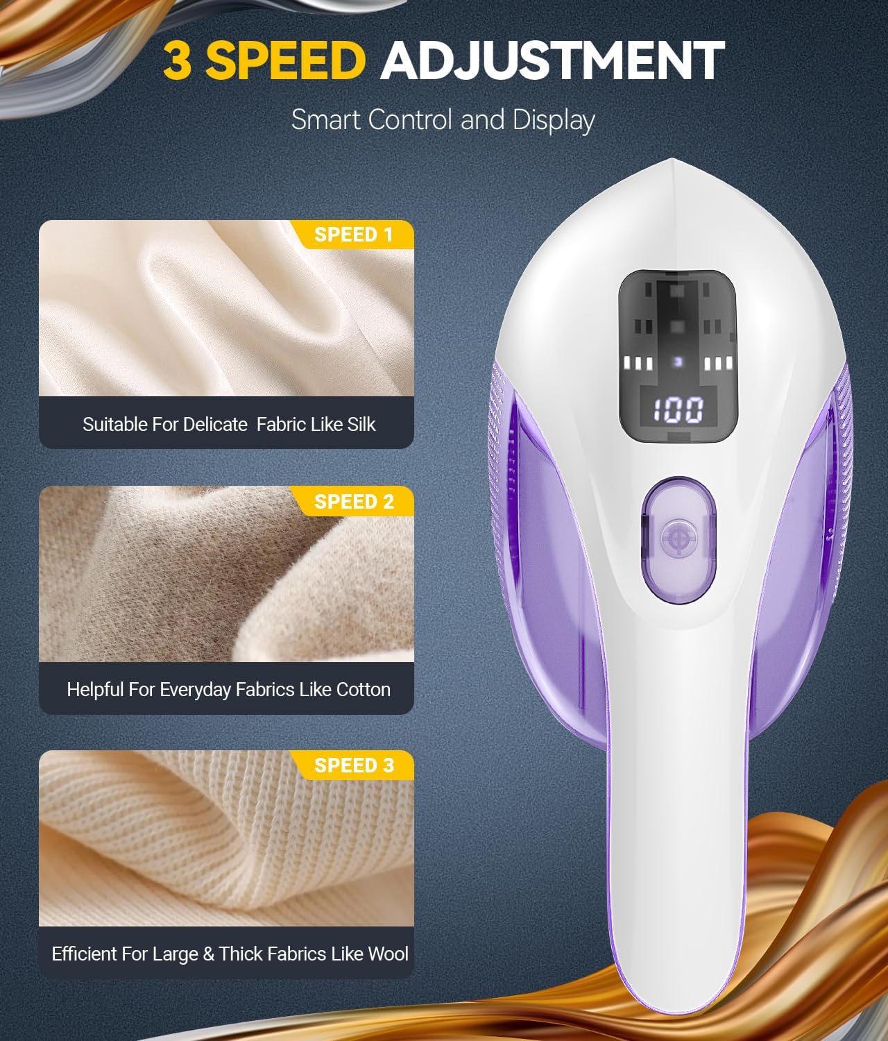 Rechargeable Fabric Shaver and Lint Remover, 3-Speed Adjustable Sweater Shaver with 6-Leaf