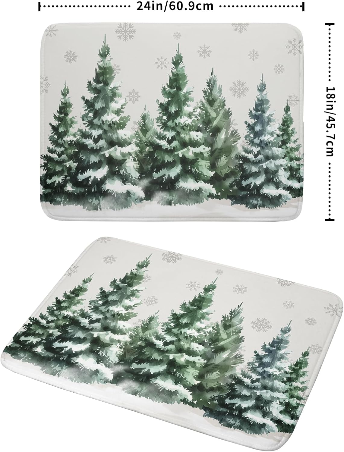 Christmas Pine Tree Dish Drying Mat for Kitchen Counter 18x24 Inch Winter Decorative Dishes Mats