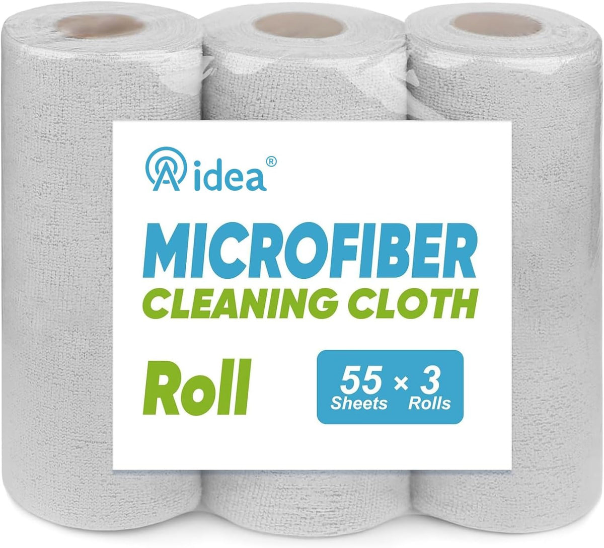 AIDEA Microfiber Cleaning Cloth 165 Sheets 3 Roll, Grey Microfiber Towels for Cars, Shop Towels