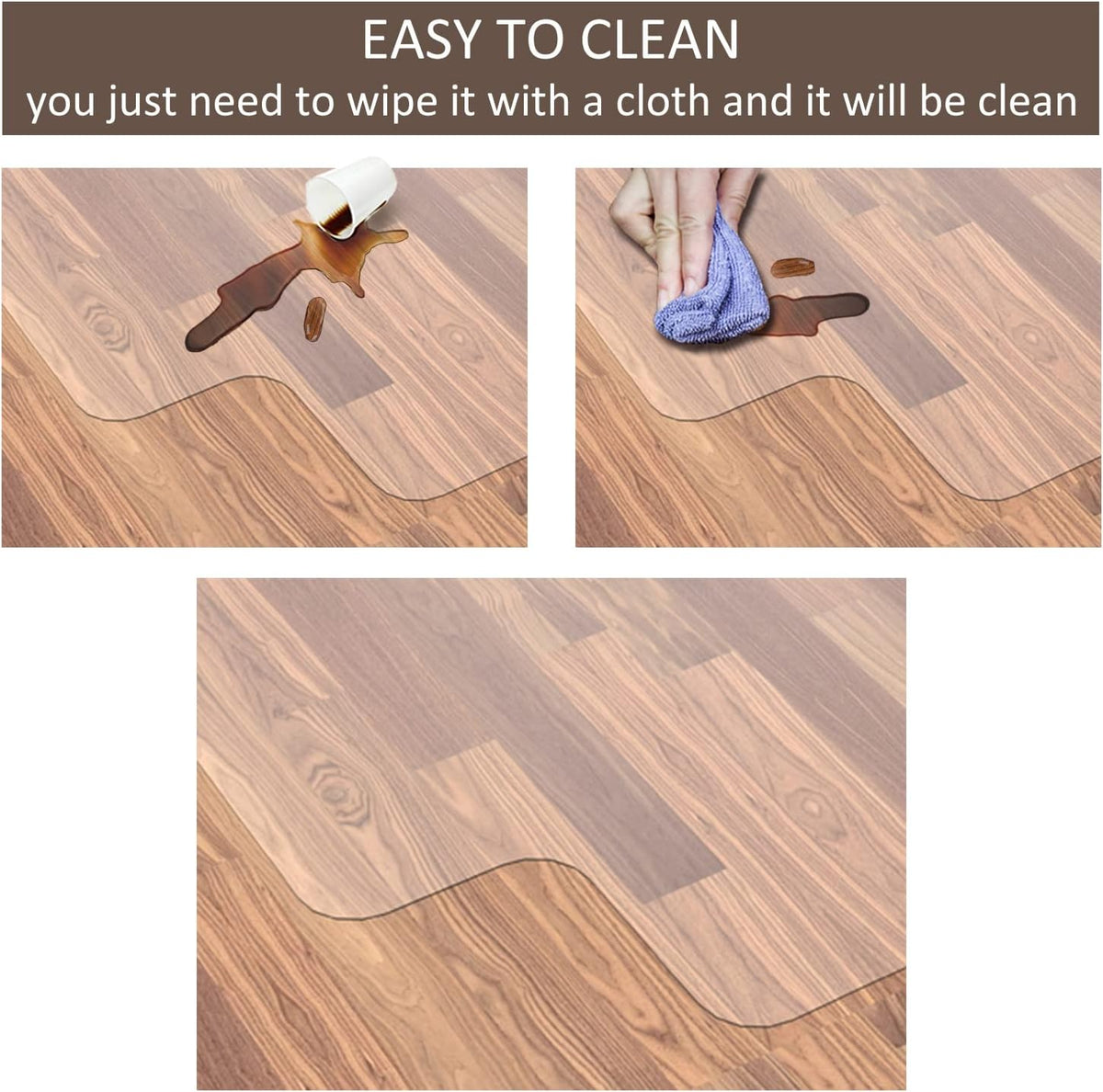 Office Chair Mat for Hardwood Floor, 48”x 36” Clear Floor Protector Mat for Office Chair, Vinyl