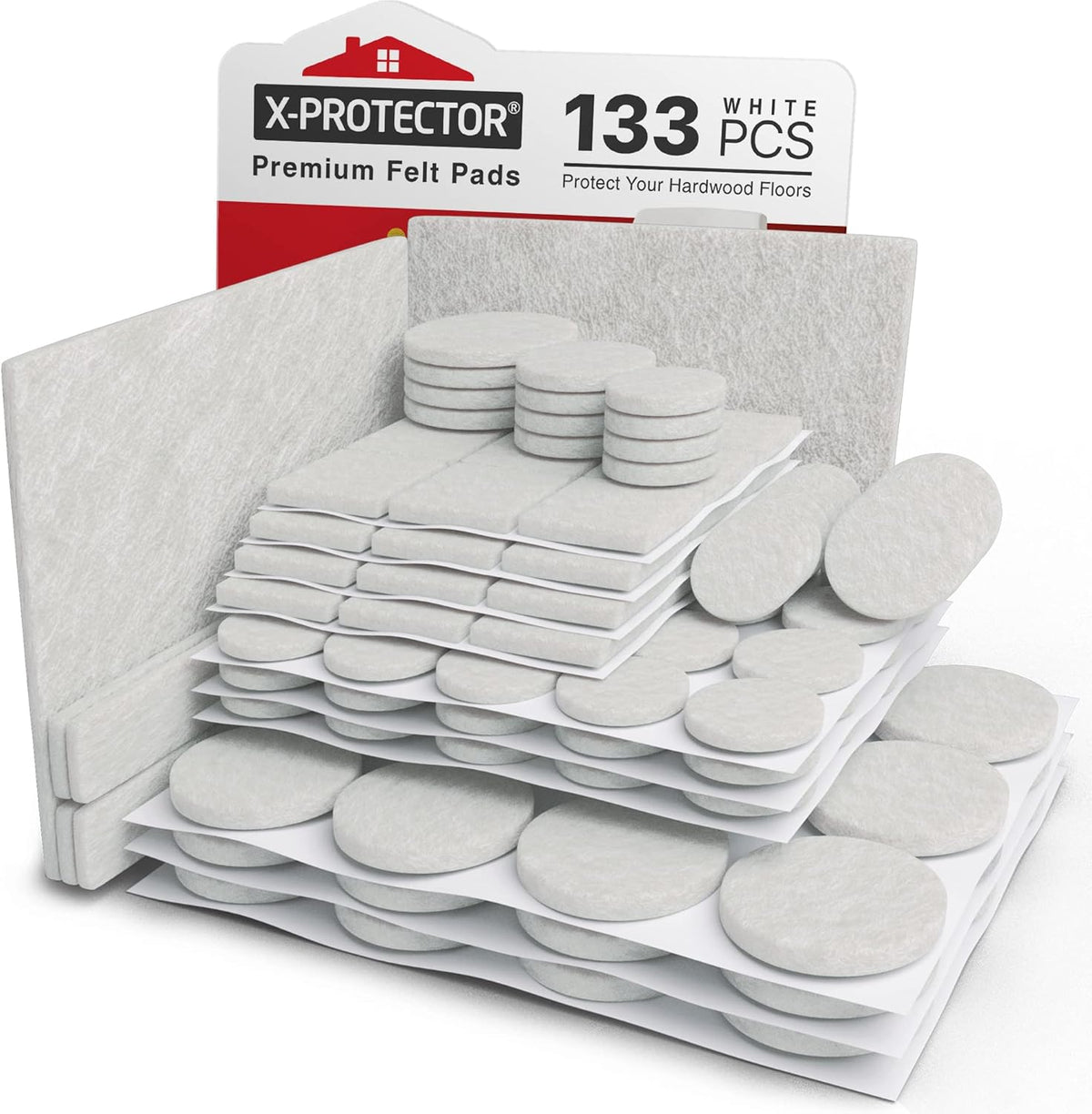 Felt Furniture Pads X-PROTECTOR 133 PCS - Premium Furniture Pads for Hardwood Floors - White Felt