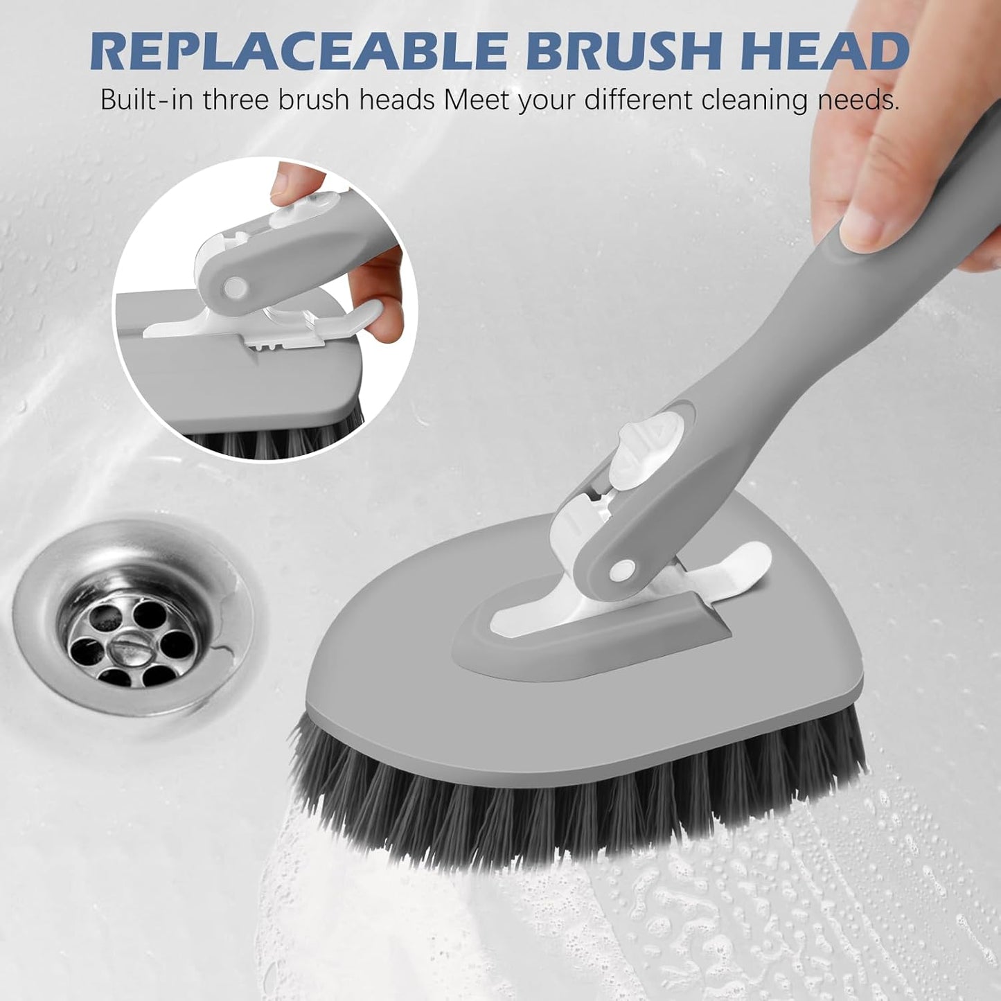 SetSail 4-in-1 Tile Tub Floor Scrubber with 52-inch Long Adjustable Handle Shower Cleaner Brush