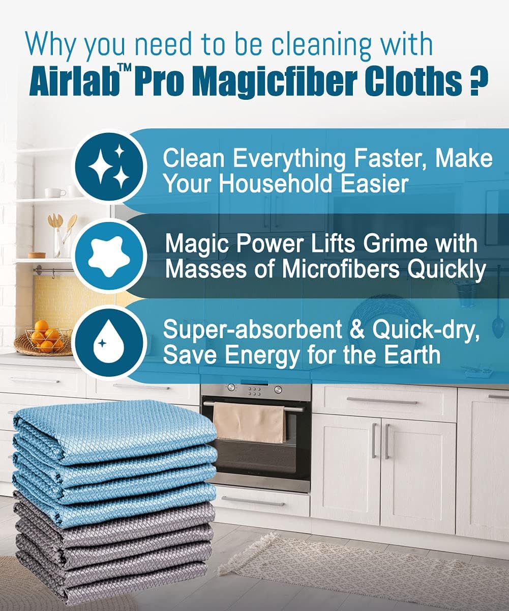 Streak Free Miracle Cleaning Cloths Easy Clean Nanoscale, Pack of 8, 12'' x 16'', Microfiber