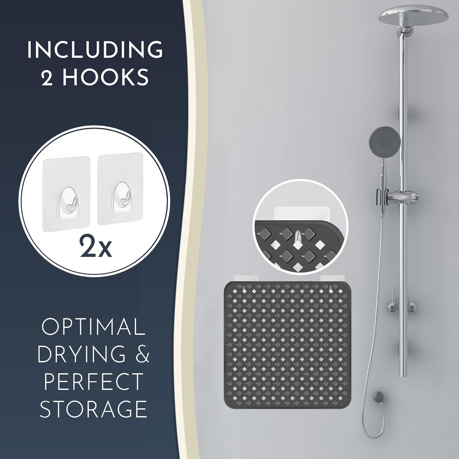 Homerella Anti Slip Shower Mat | Anti Mold Non Slip Bathtub Mat for Inside Shower | Square Floor