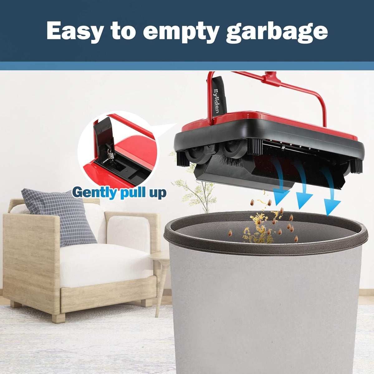 Eyliden Carpet Sweeper, Mini Size Lightweight Hand Push - No Noise, Non-Electric, Easy Manual