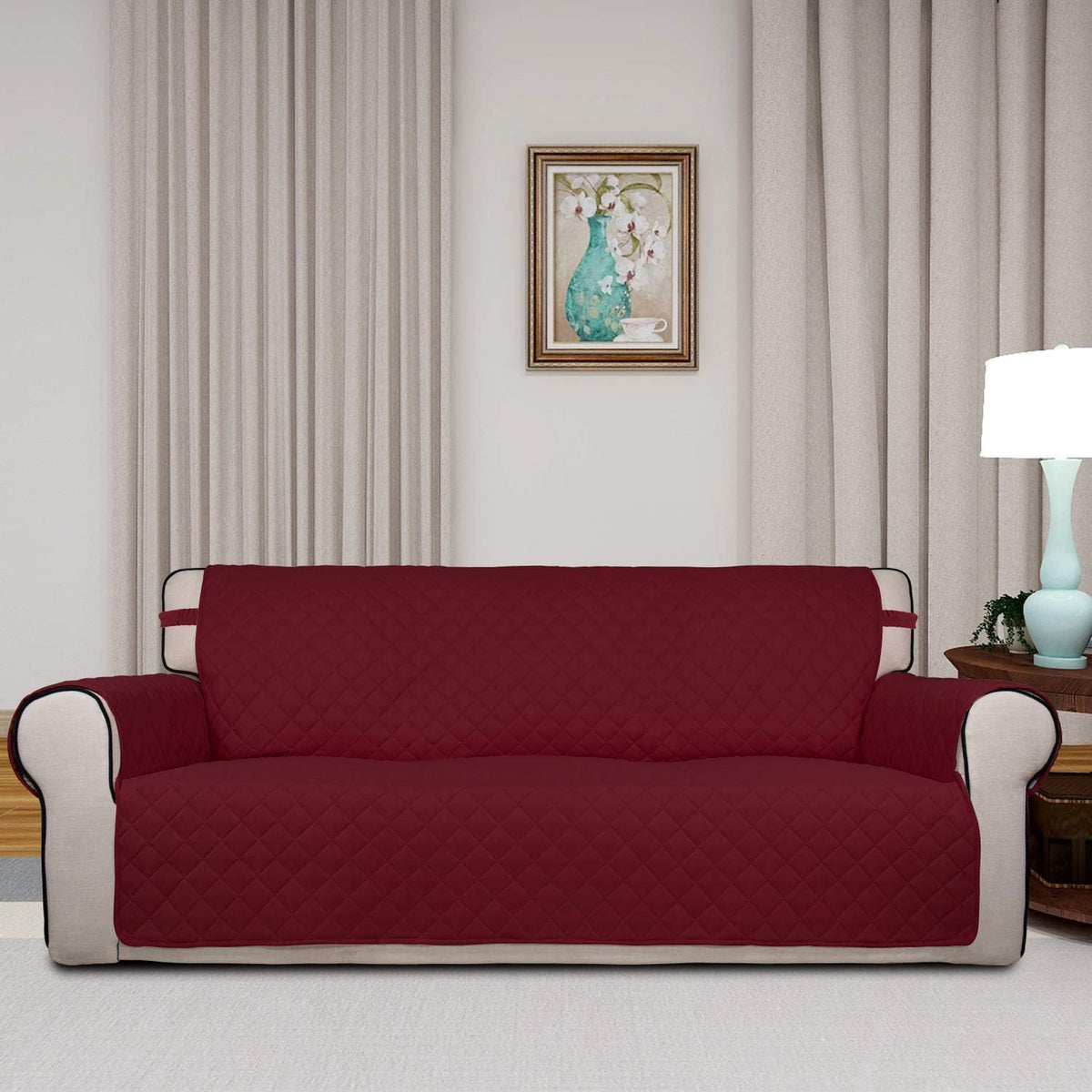 PureFit Reversible Quilted Sofa Cover, Water Resistant Slipcover Furniture Protector, Washable