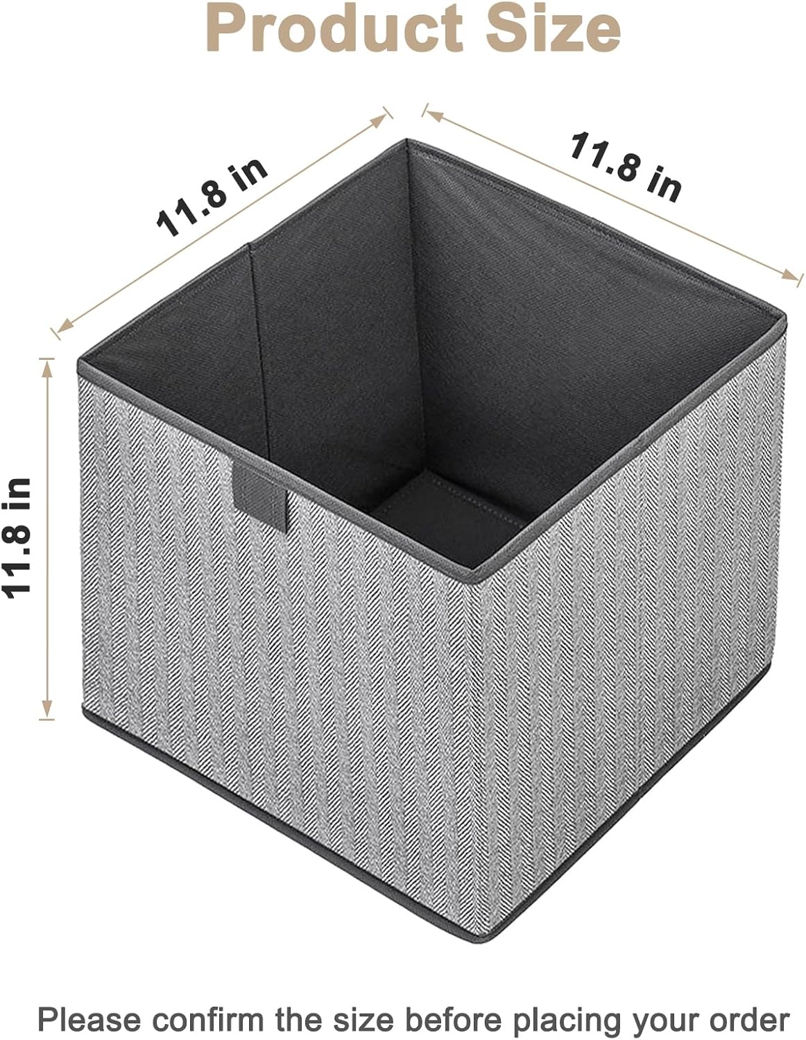 Storage Baskets, 11.8-Inch Woven Fabric Bins, Storage Cubes with Reinforced Handles, Organizer Bins