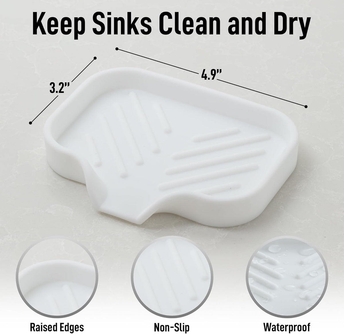 Zulay Kitchen Small Silicone Sponge Holder (4.9x3.3”) – Space-Saving Sink Organizer Tray for