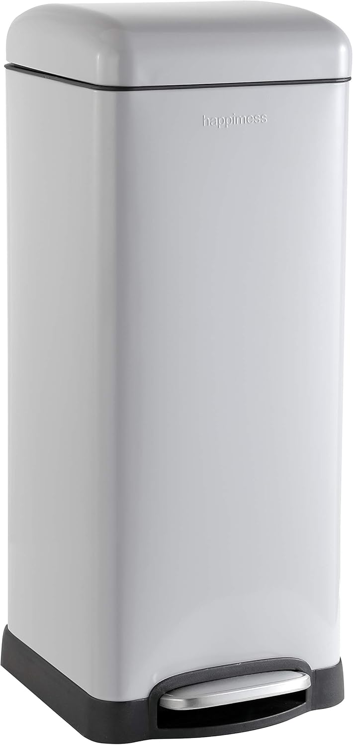 happimess HPM1007C Betty Retro 8-Gallon Step-Open Trash Can with Soft-Close Lid, Fingerprint