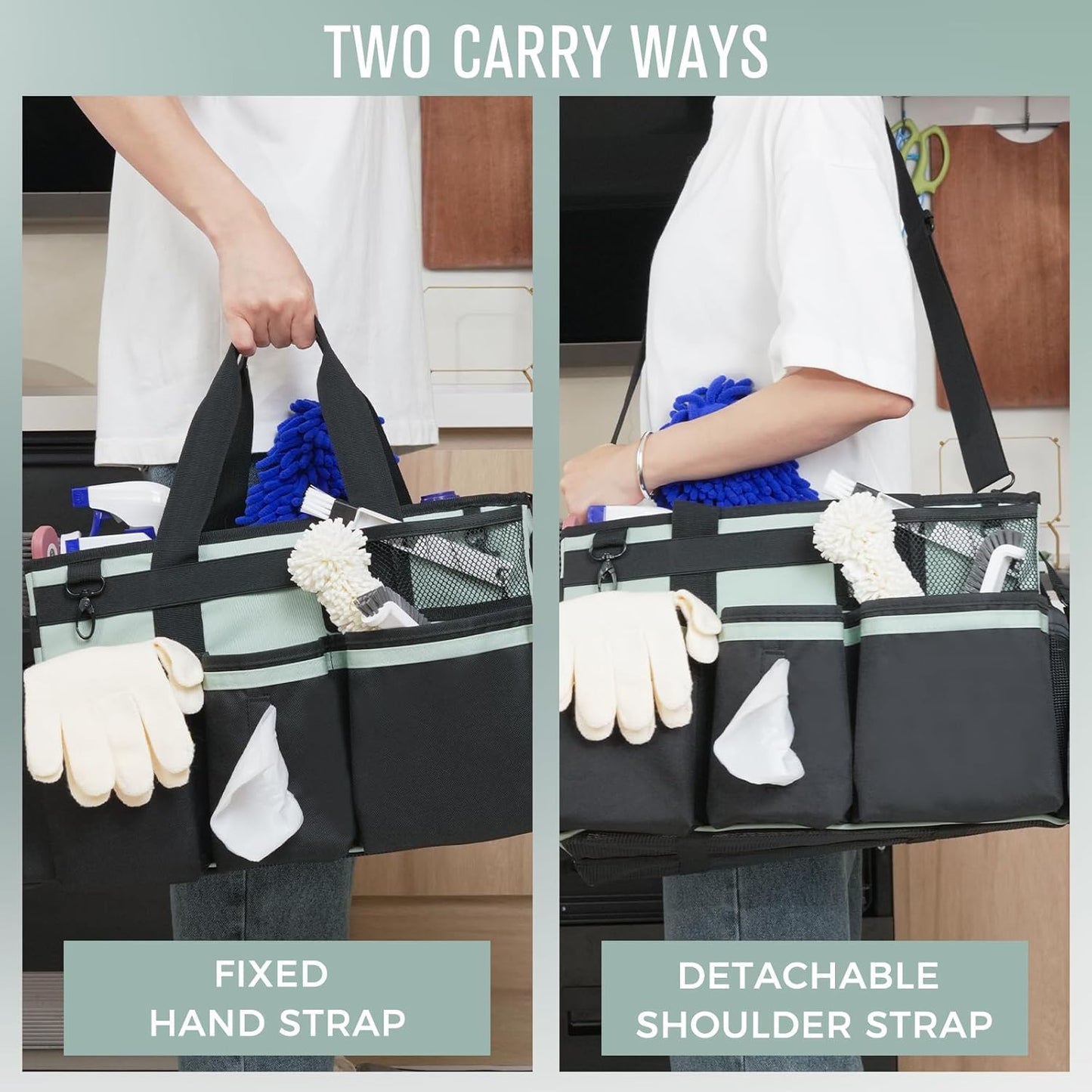 Wearable Cleaning Caddy, Cleaning Caddy Supplies Organizer with Handle & Shoulder Straps for