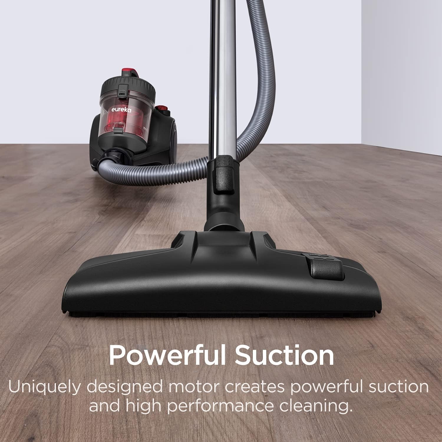 Eureka Bagless Canister Vacuum Cleaner, Lightweight Vac for Carpets and Hard Floors, Red, Whirlwind