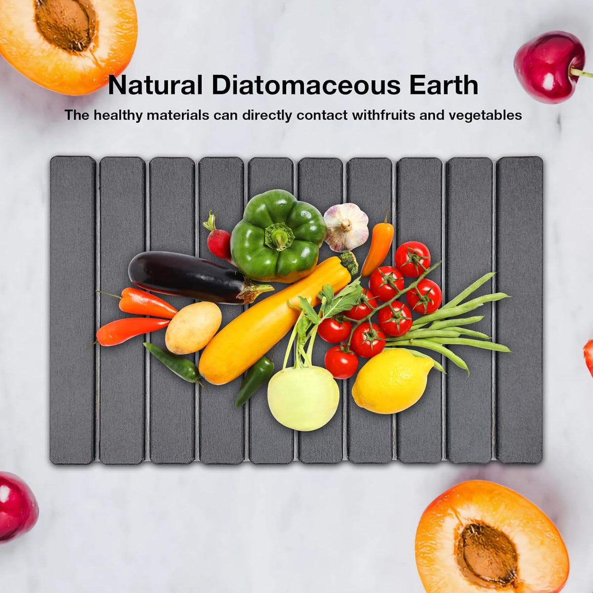 Large Diatomite Kitchen Counter Drying Mat – 24”x16”, Aesthetic Stone Mat for Dishes, Roll-Up