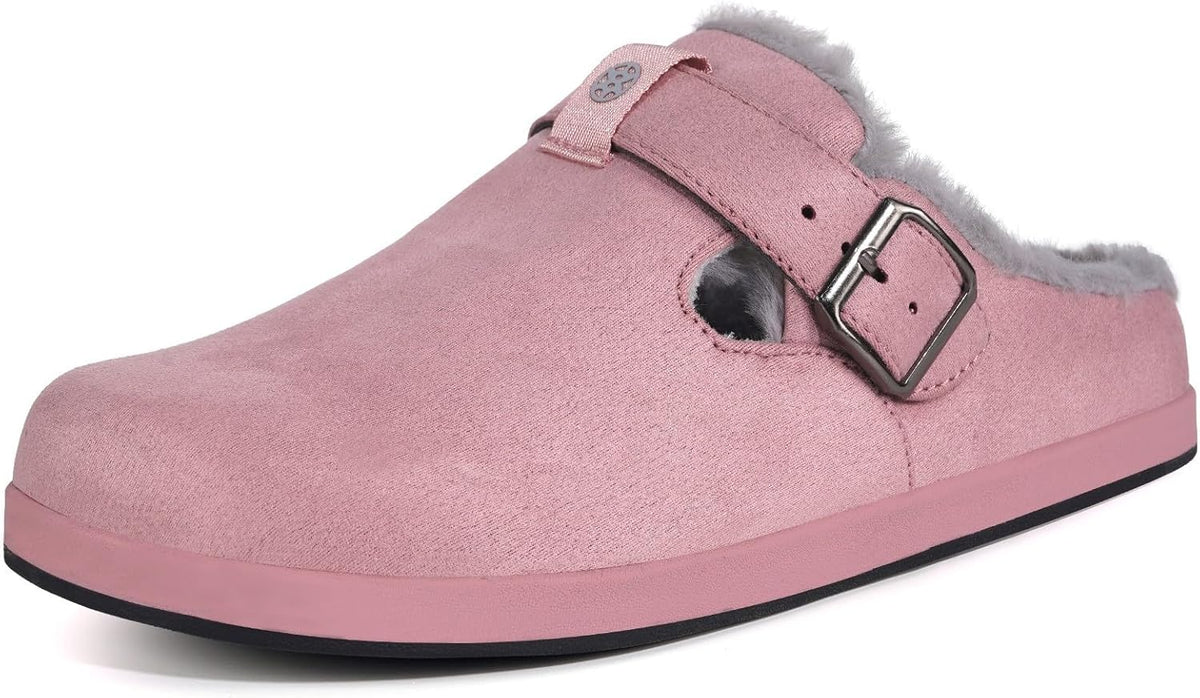 Fur Lined Clogs for Women Men Suede Winter Slippers Arch Support Slip on Mules Potato Shoes with