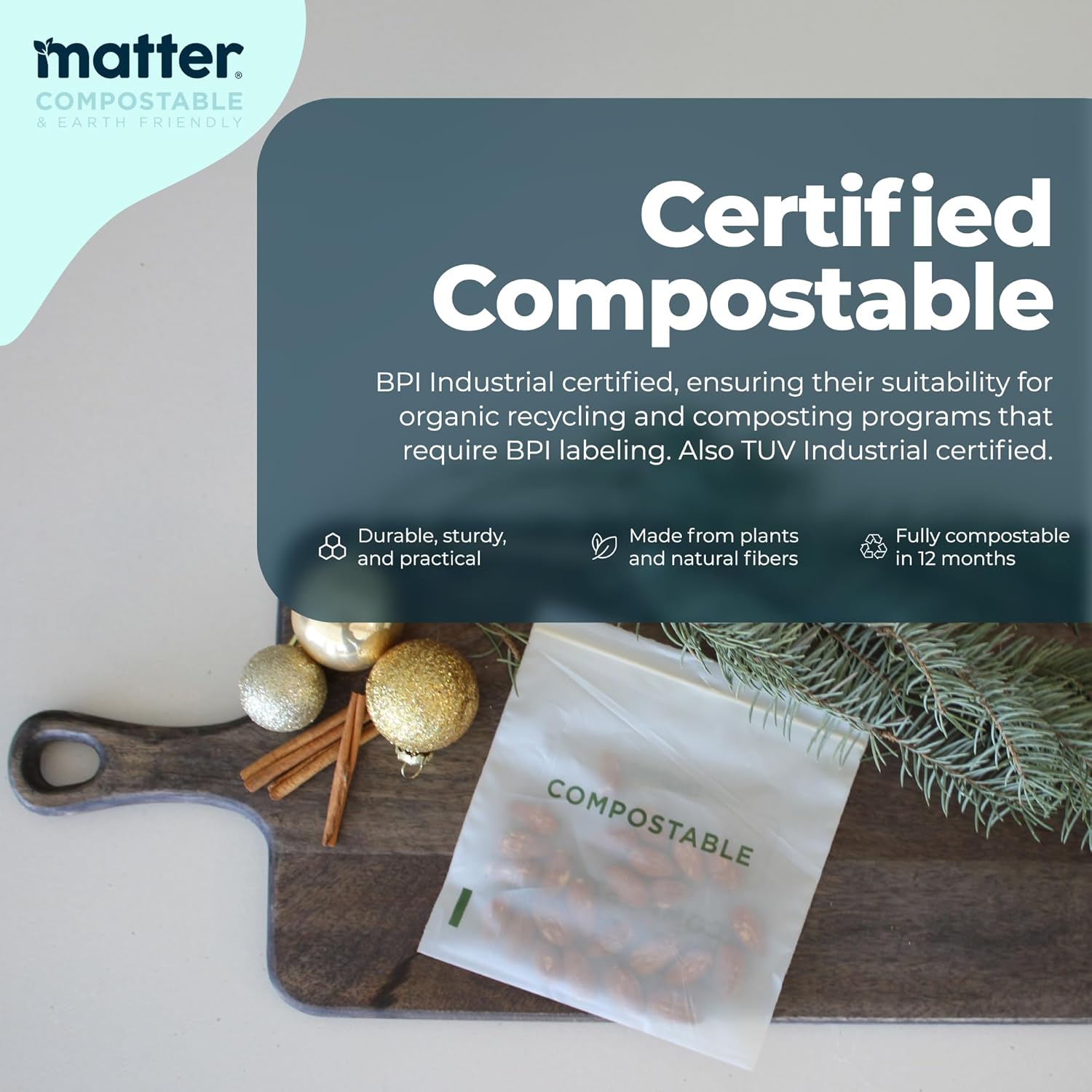 Matter Compostable Assorted Kitchen Bags, 230 Count, Biodegradable, Eco-Friendly Resealable Food