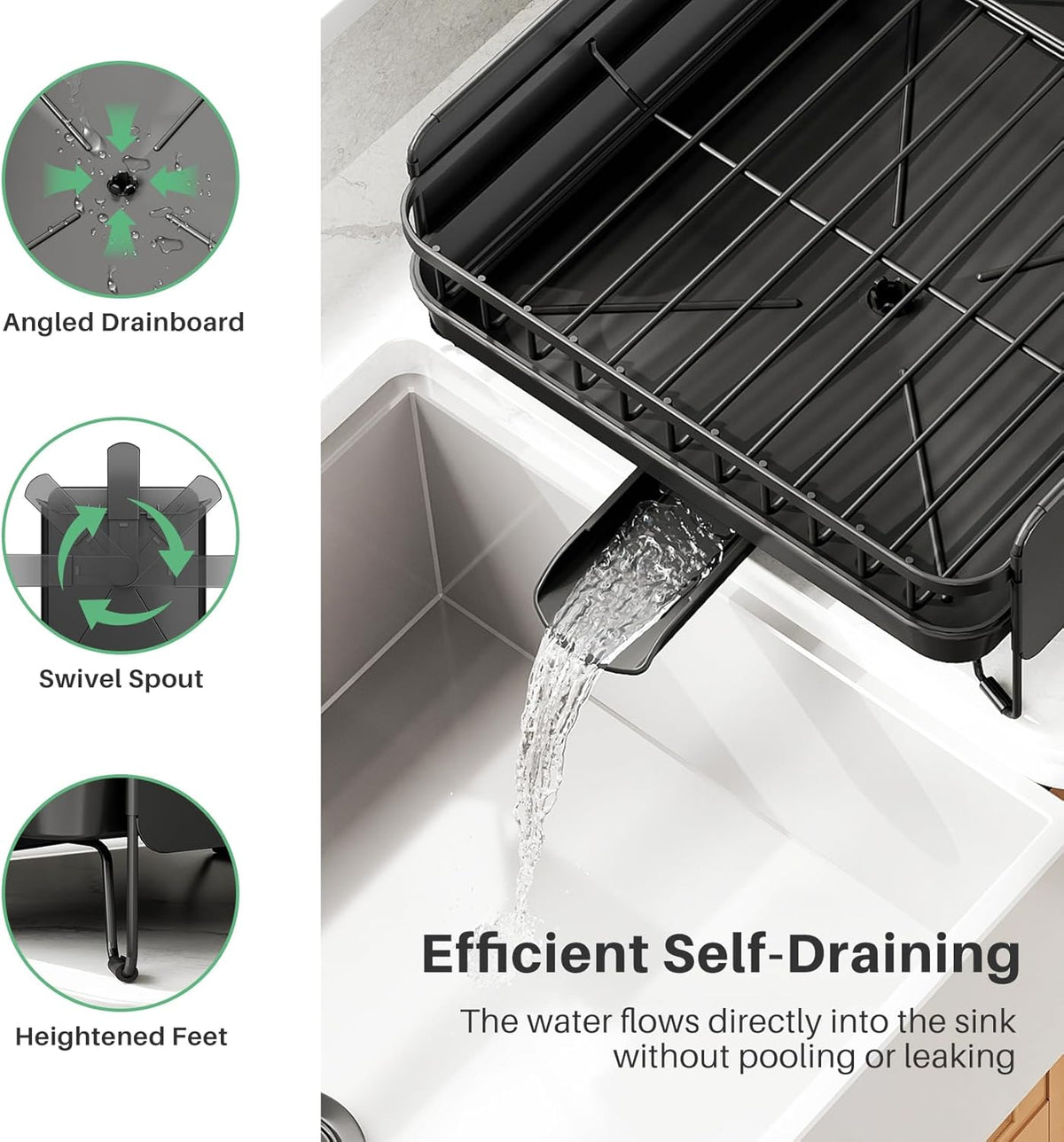 Large Dish Drying Rack - Expandable (19.3" to 29.4") Dish Rack for Kitchen Counter, Stainless Steel