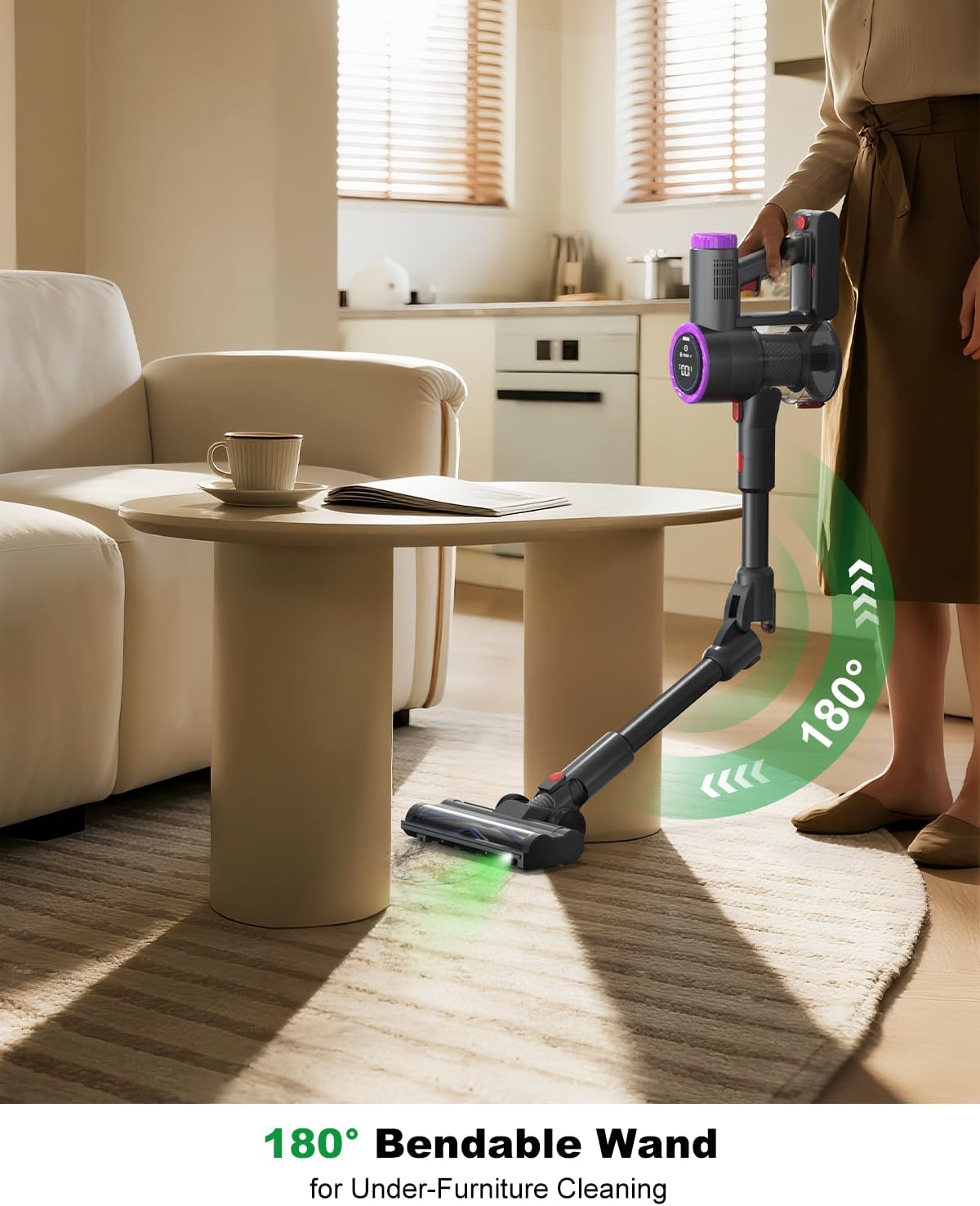 Cordless Vacuum Cleaner Bendable 6-in-1 Stick Vacuum — Lightweight with 45mins Runtime, LED Display
