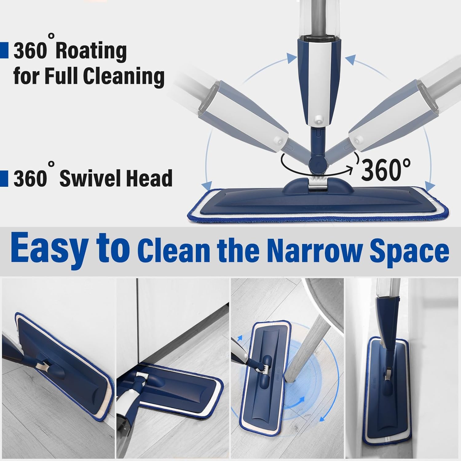 Spray Mops for Floor Cleaning Floor Mop with a Refillable Spray Bottle and 3 Washable Microfiber