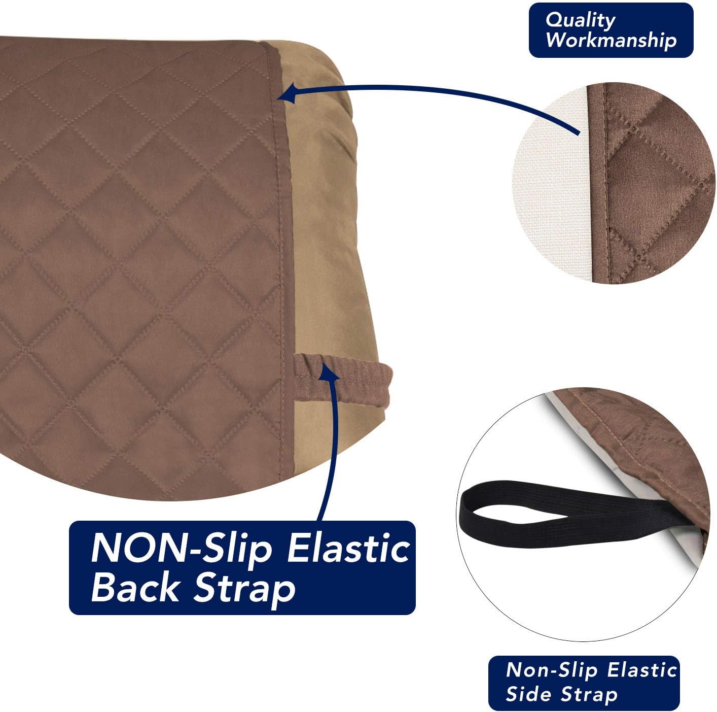 PureFit Reversible Quilted Sofa Cover, Water Resistant Slipcover Furniture Protector, Washable