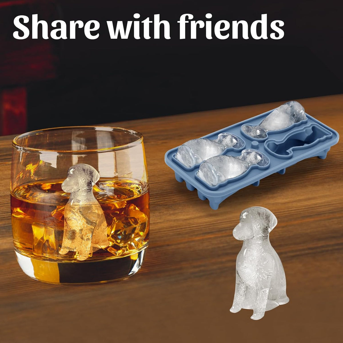 Silicone Ice Cube Tray,Golden Retriever 3D Large Ice Cube Molds for Whiskey,Cocktails,Wine,Juice