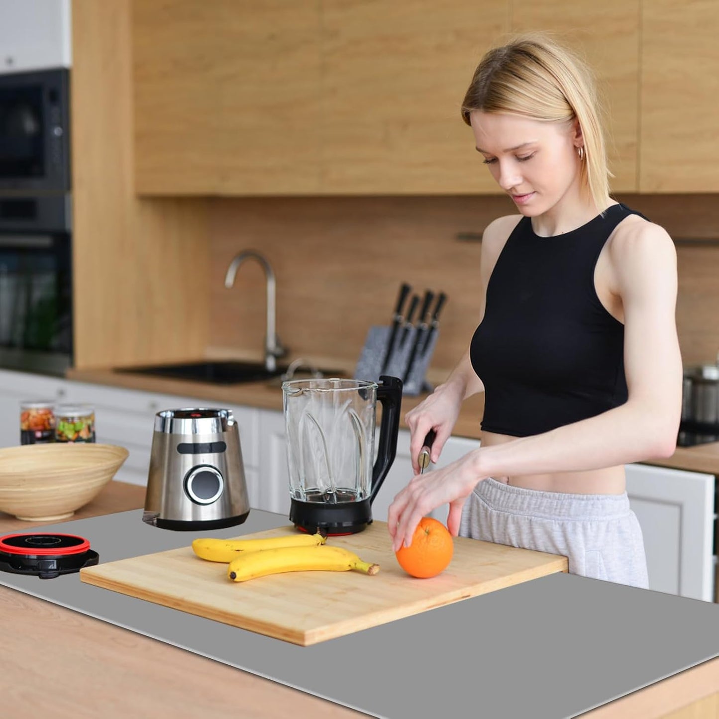 Food Grade Silicone Table Protector Mat 47x24 Inch, Heat Resistant Desk Pad for