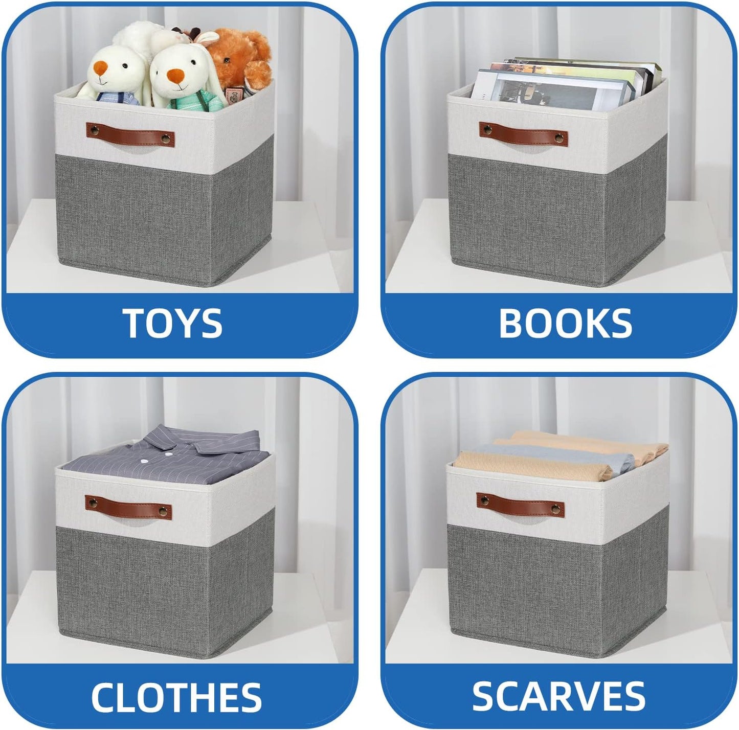 Temary Cube Storage Bins 4 Pack Storage Cubes 11×11 Fabric Storage Bins Foldable Cube Storage