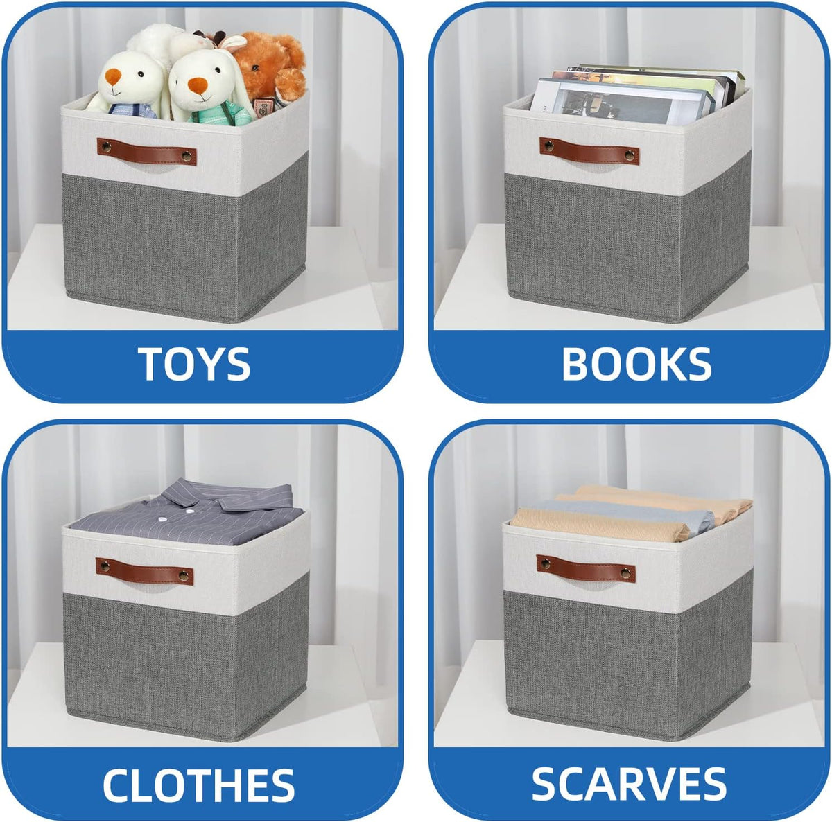 Temary Cube Storage Bins 4 Pack Storage Cubes 11×11 Fabric Storage Bins Foldable Cube Storage