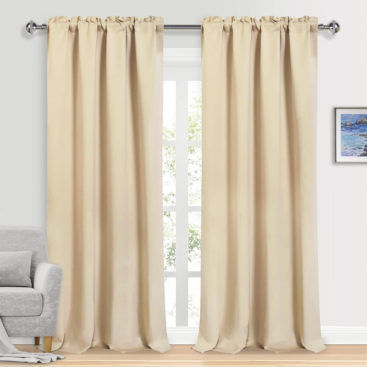 DWCN Blackout Curtains for Bedroom – Rod Pocket Thermal Insulated Noise Reducing Noise Reducing