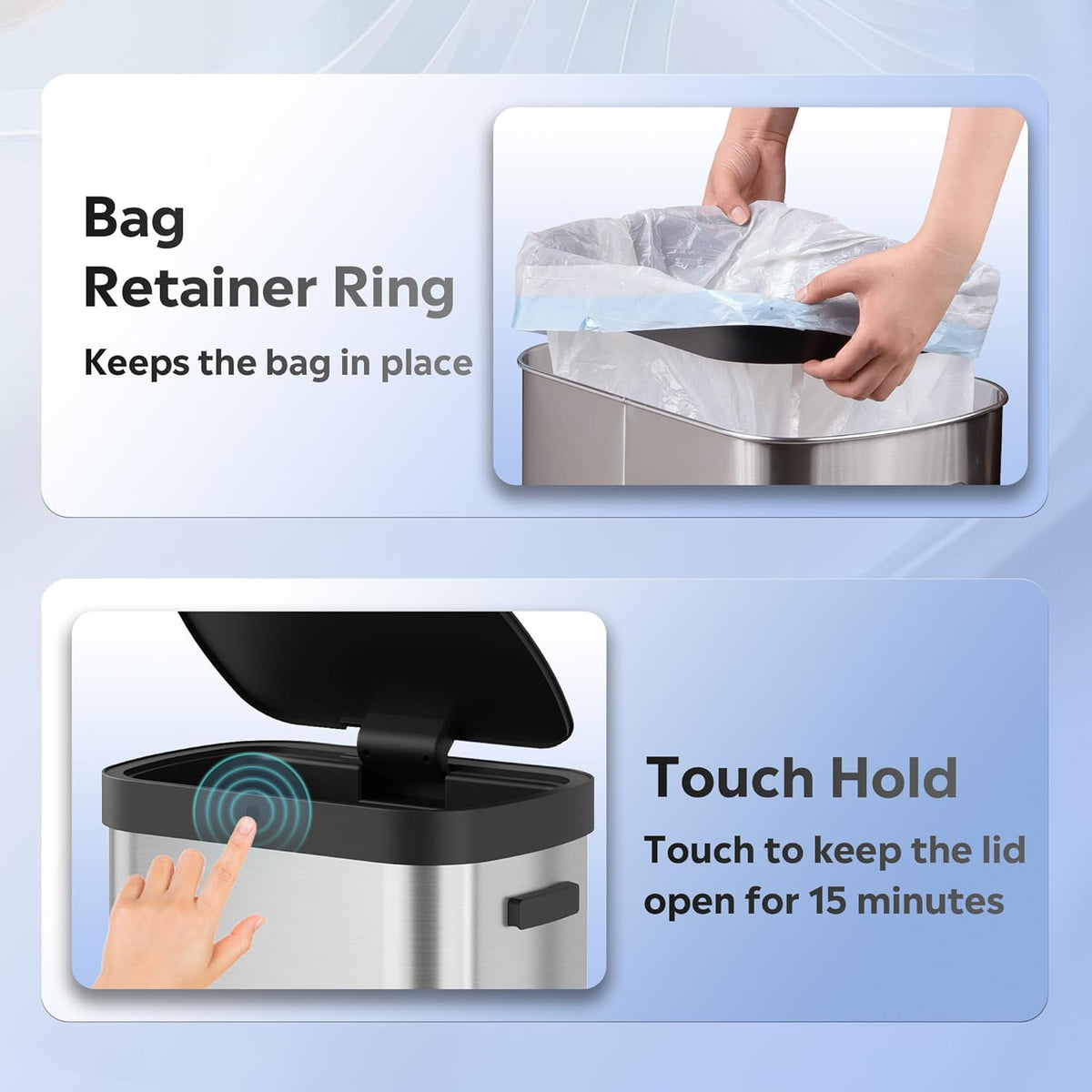 WLIVE 13 Gallon Trash Can, 50 Liter Large Capacity Motion Sensor Automatic Trash Cans Touchless