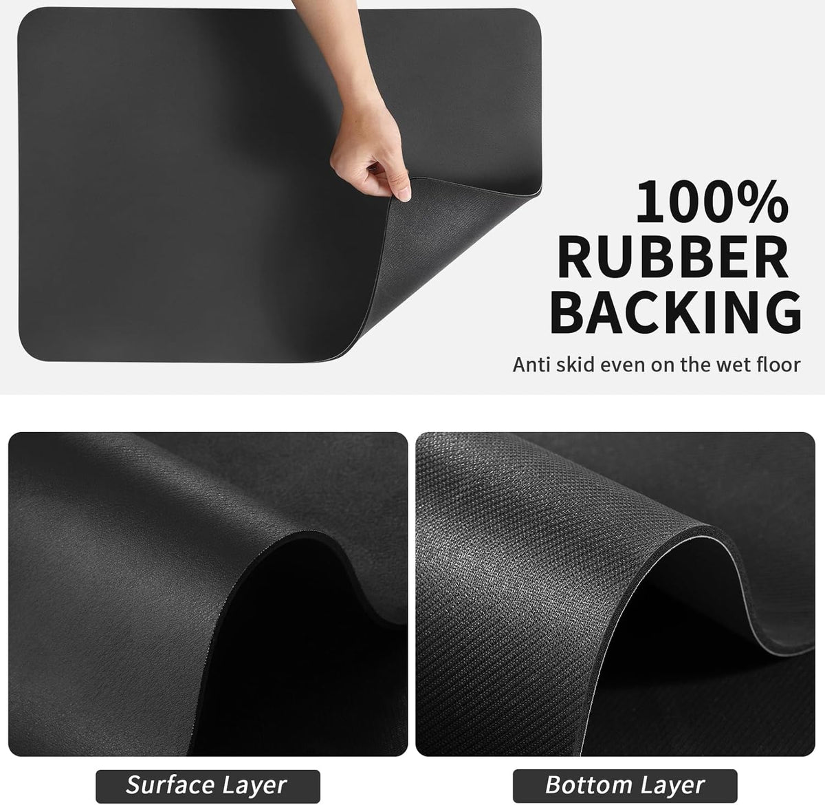 Dish Drying Mat for Kitchen Counter, Heat Resistant Drainer Mats with Non-slip Rubber Backed, Hide