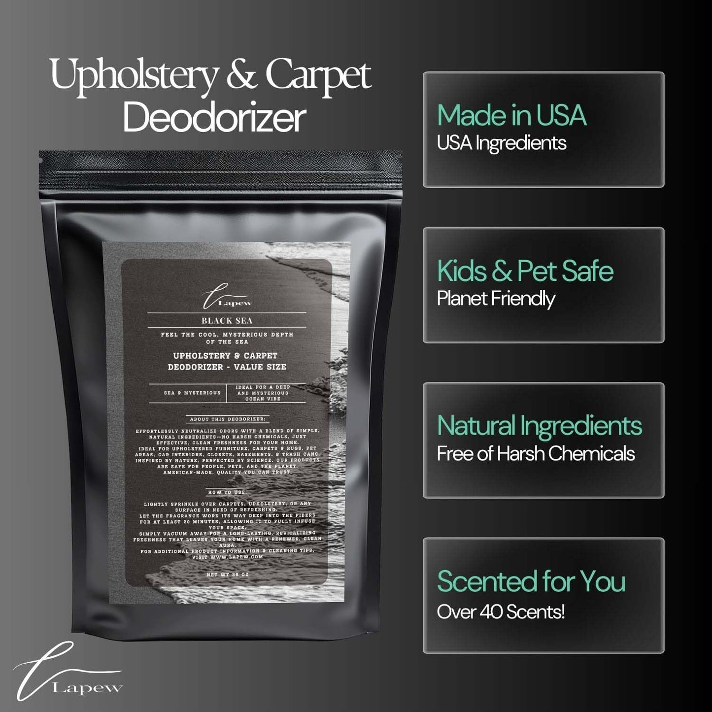 Black Sea Carpet Freshener Powder Refill 36 oz | Powerful Odor Eliminator for Home | Upholstery